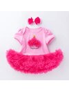 ชุดเด็กอ่อนกระโปรงฟูอลังพร้อมคาดผม (ชมพูเข้ม)