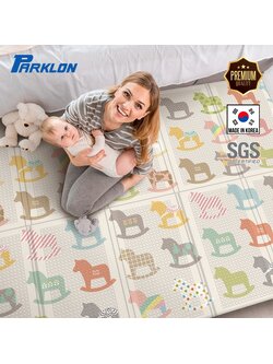 แผ่นรองคลาน Parklon แบบพับได้ PE Folding Mat ลาย Wooden Pony ขนาด 140*200 หนา 1.0cm