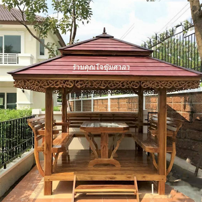 ( รหัส A4 ) ศาลา ไม้สัก สีเงา ทรงอโยธยา / ขนาด 2.00x2.00x3.00 เมตร