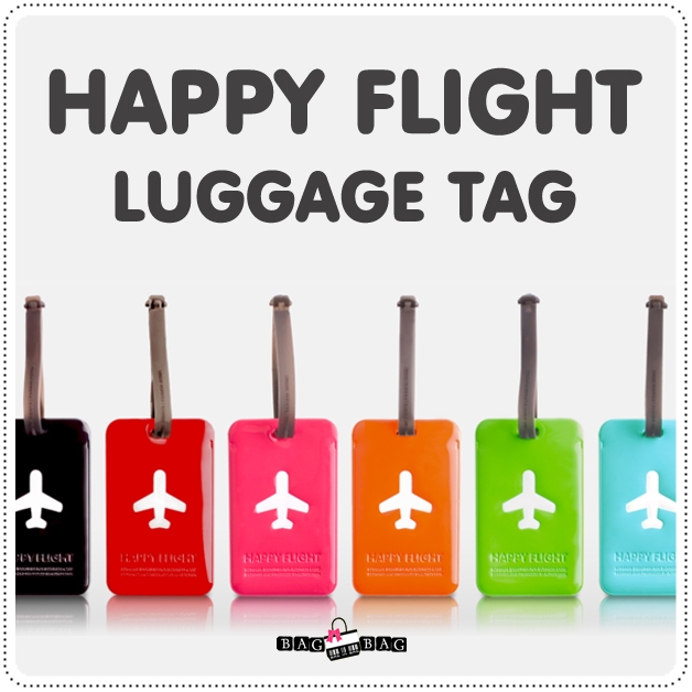 HAPPY FLIGHT Square Luggage Tag ป้ายห้อยกระเป๋าเดินทาง