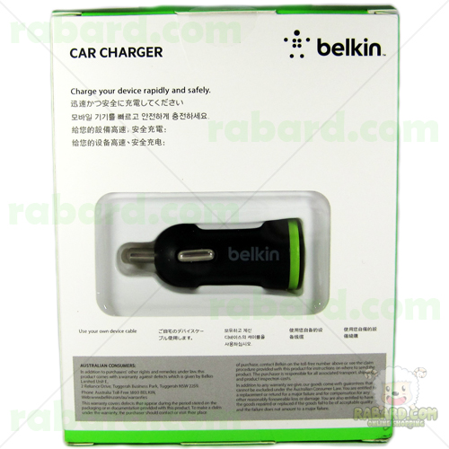 หัวชาร์จในรถ แบบยาว belkin 2.1 แอมป์ (สีดำ)