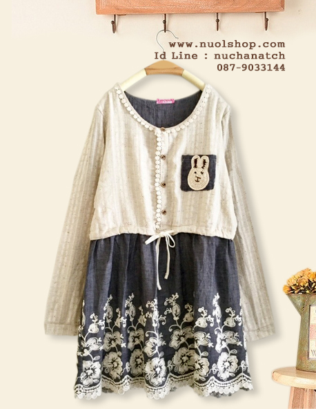 เสื้อผ้าฝ้ายนุ่มปักลาย รอบอก 38 นิ้ว