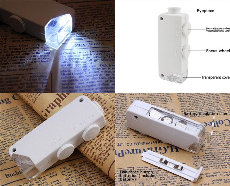 กล้องส่องพระ เพชร จิวเวอร์รี่ กล้องส่องพระกำลังขยาย 160x-200x เท่า พร้อมไฟ LED ส่งลงทะเบียนฟรี