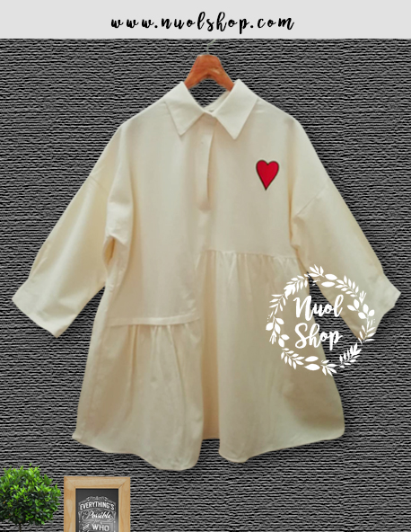 เสื้อผ้าฝ้ายปักลายหัวใจ รอบอก 48 นิ้ว