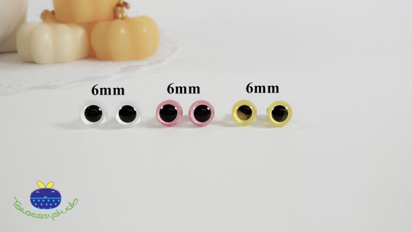 ลูกตาตุ๊กตาก้านเสียบ คริสตัล สี Yellow White Pink ขนาด 6mm/คู่