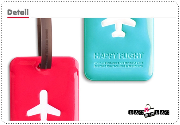 HAPPY FLIGHT Square Luggage Tag ป้ายห้อยกระเป๋าเดินทาง