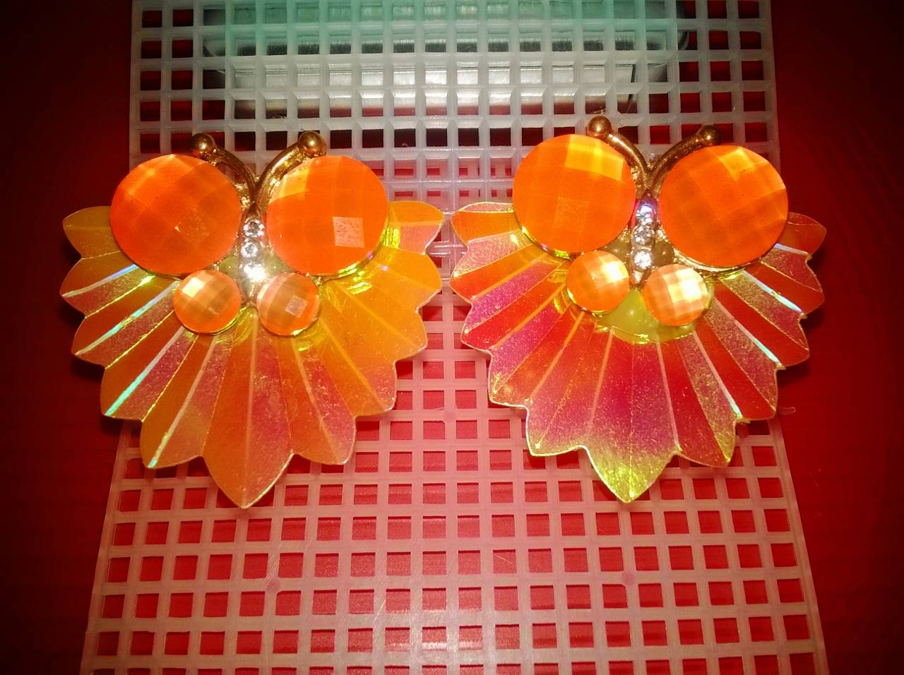 ต่างหูหนีบ(สีส้ม)อลังการสำหรับคุณหนู