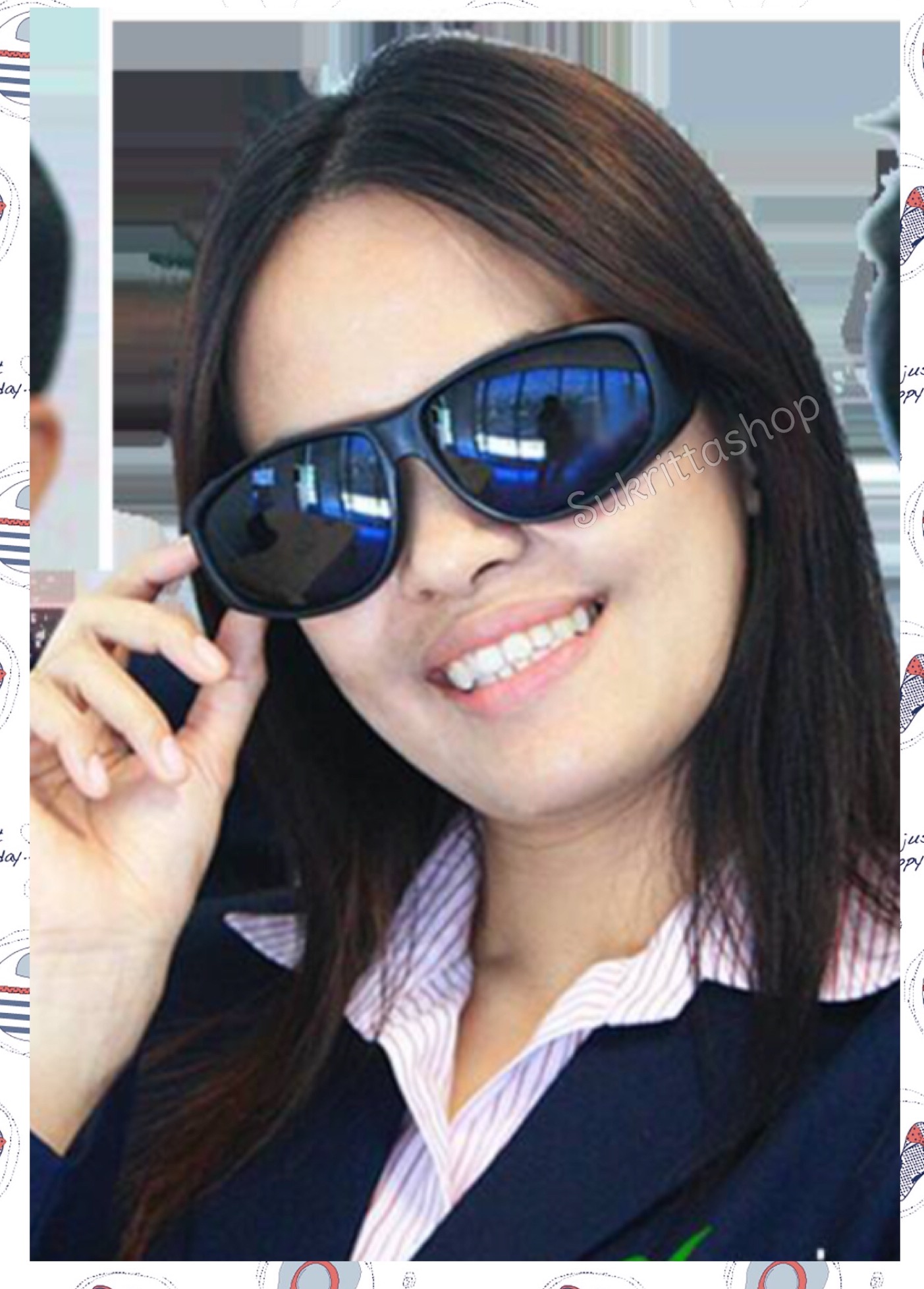 แว่นรักษ์ตา เลนส์ดำกรอบดำ polarized lens รุ่น6468