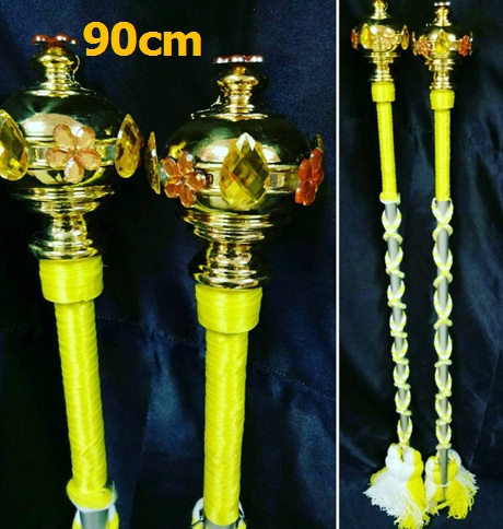 ไม้ดรัมเมเยอร์หัวทองติดพลอย(สีเหลือง)สูง90cm สำหรับเด็กอนุบาล