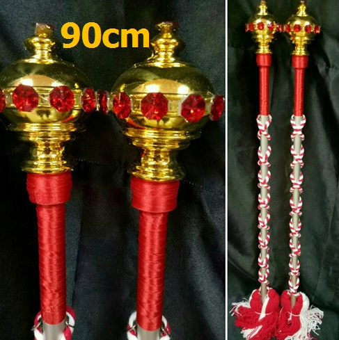 ไม้ดรัมเมเยอร์หัวทองติดพลอย(สีแดง)สูง90cm สำหรับเด็กอนุบาล