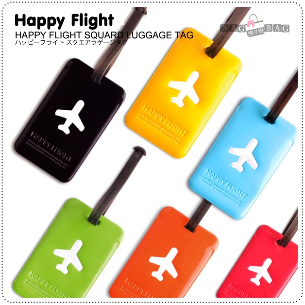 HAPPY FLIGHT Square Luggage Tag ป้ายห้อยกระเป๋าเดินทาง