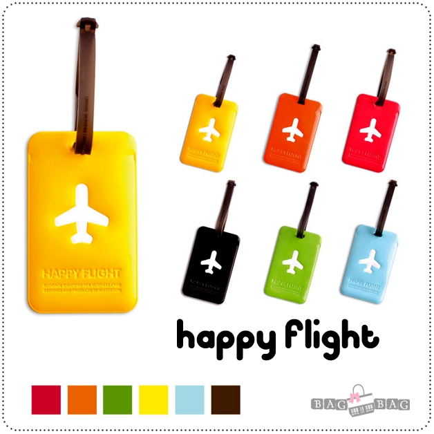 HAPPY FLIGHT Square Luggage Tag ป้ายห้อยกระเป๋าเดินทาง