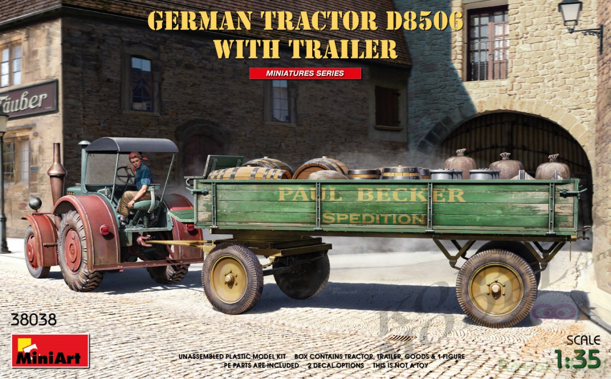 MI38038 GERMAN TRACTOR D8506 WITH TRAILER 1/35