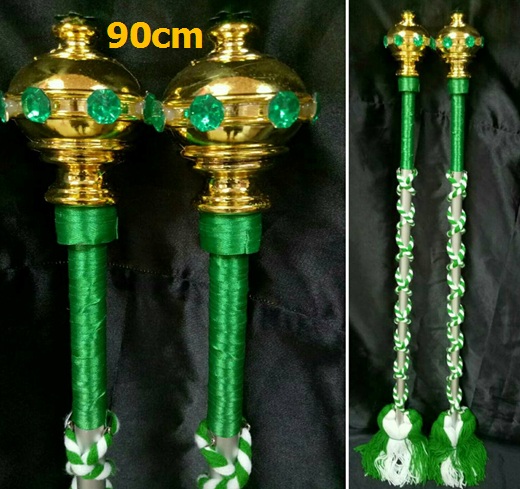 ไม้ดรัมเมเยอร์หัวทองติดพลอย(สีเขียว)สูง90cm สำหรับเด็กอนุบาล