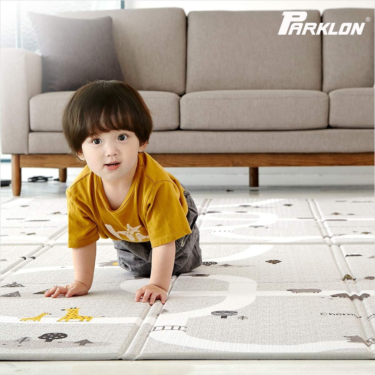 แผ่นรองคลาน Parklon แบบพับได้ PE Folding Mat ลาย Rameng Beige ขนาด 140*200 หนา 1.0cm