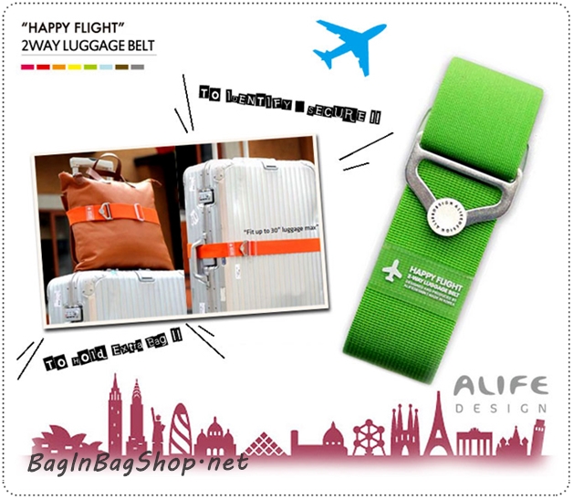 Happy Flight 2 Way Luggage Belt สายรัดกระเป๋าเดินทาง ป้องกันซิปกระเป๋าแตก