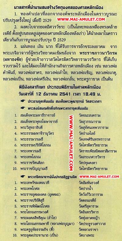 ..เนื้อพ่นทรายสองกษัตริย์...เหรียญดวงเมือง พระหลักเมือง ศาลหลักเมืองกรุงเทพมหานคร ปี 2541 พร้อมกล่องครับ (38)