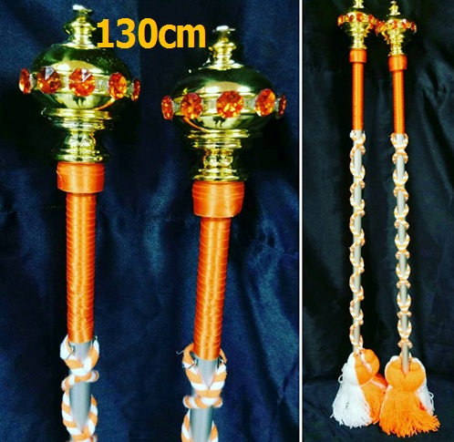 ไม้ดรัมเมเยอร์หัวทองติดพลอย(สีส้ม)สูง130cm สำหรับเด็กอนุบาล