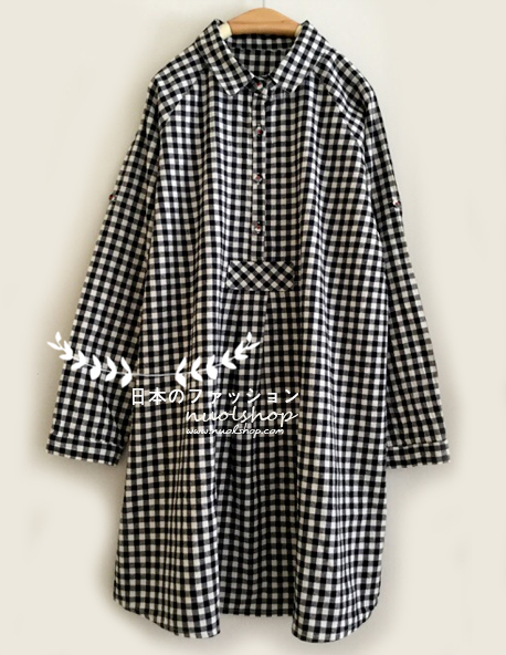 เสื้อผ้าฝ้ายลายสก็อต รอบอก 43 นิ้ว