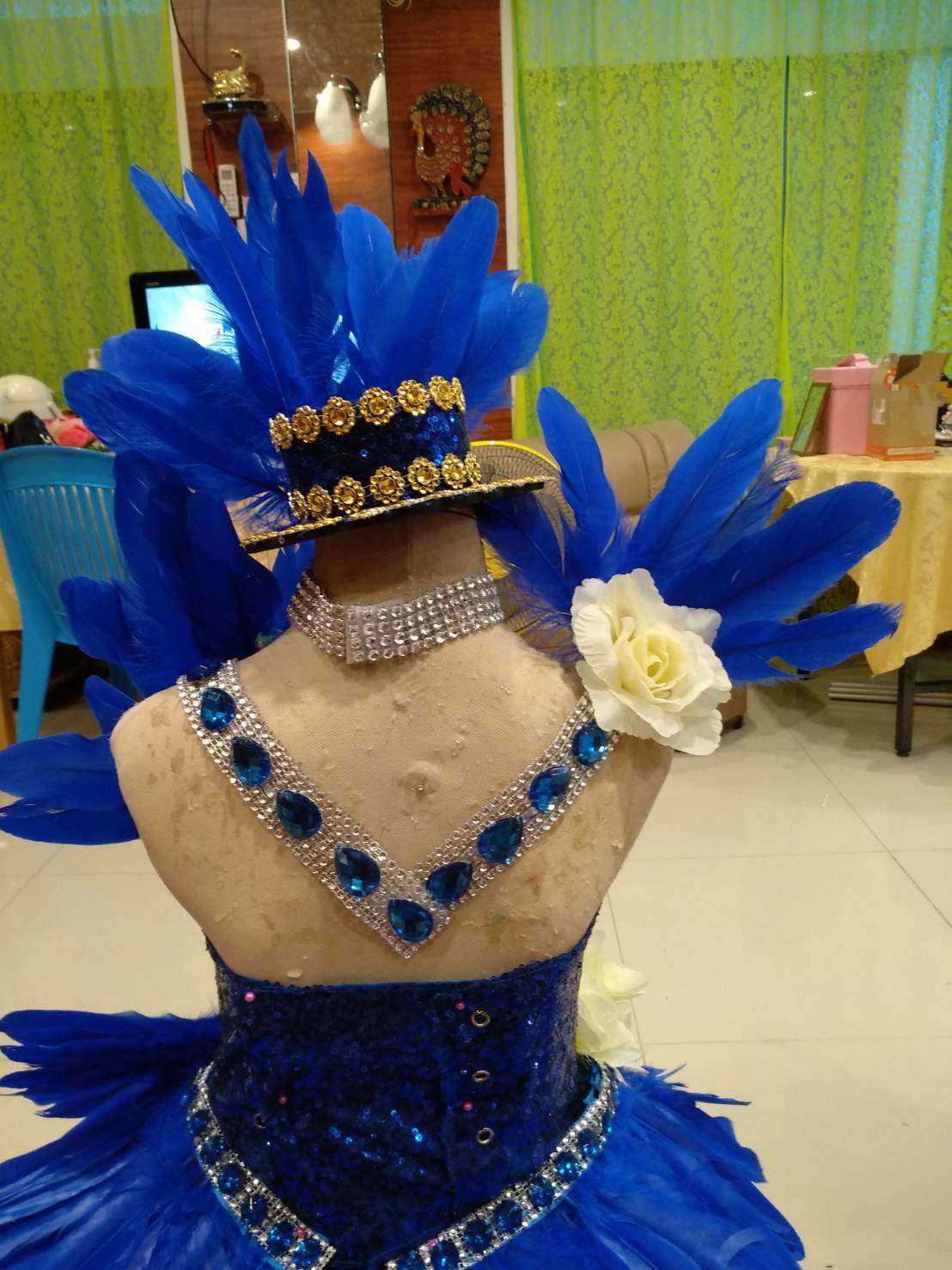 ชุดดรัมเมเยอร์นกยูงสีน้ำเงินเด็กอนุบาลและประถม