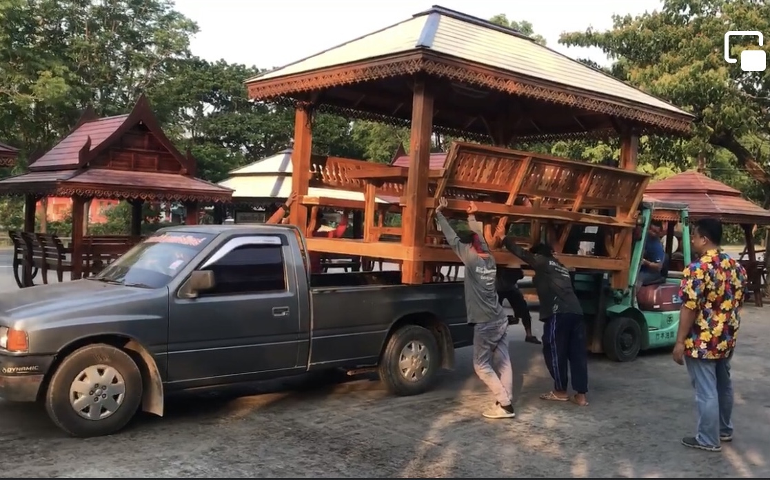 ( รหัส A5-เรียบ ) ศาลา ไม้สัก หลังคาสีขาวชั้นเดียว / ขนาด 2.00x2.00x3.00 เมตร