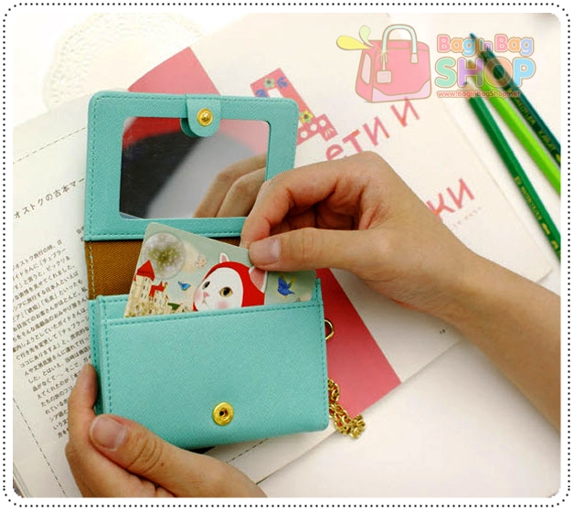 lovely mirror card case กระเป๋าใส่บัตร พร้อมกระจก