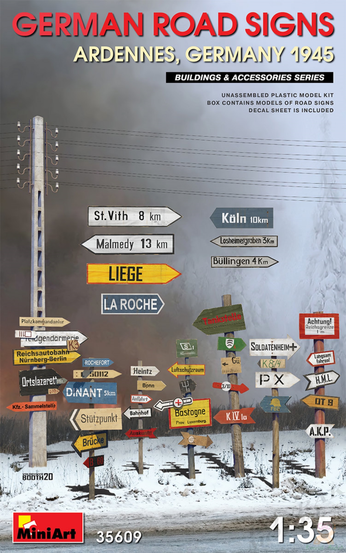 MI35609 GERMAN ROAD SIGNS (ARDENNES, GERMANY 1945) 1/35