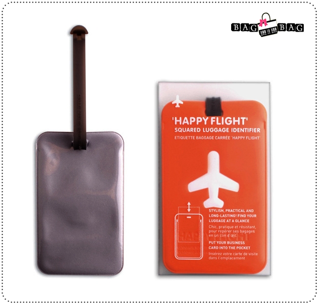 HAPPY FLIGHT Square Luggage Tag ป้ายห้อยกระเป๋าเดินทาง