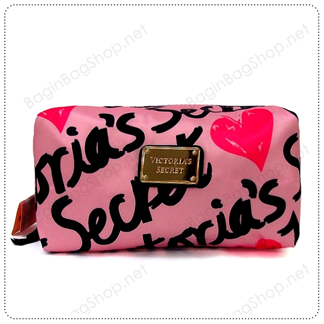 ❤️ VS Signature Print Pink with Black Cosmetic Pouch