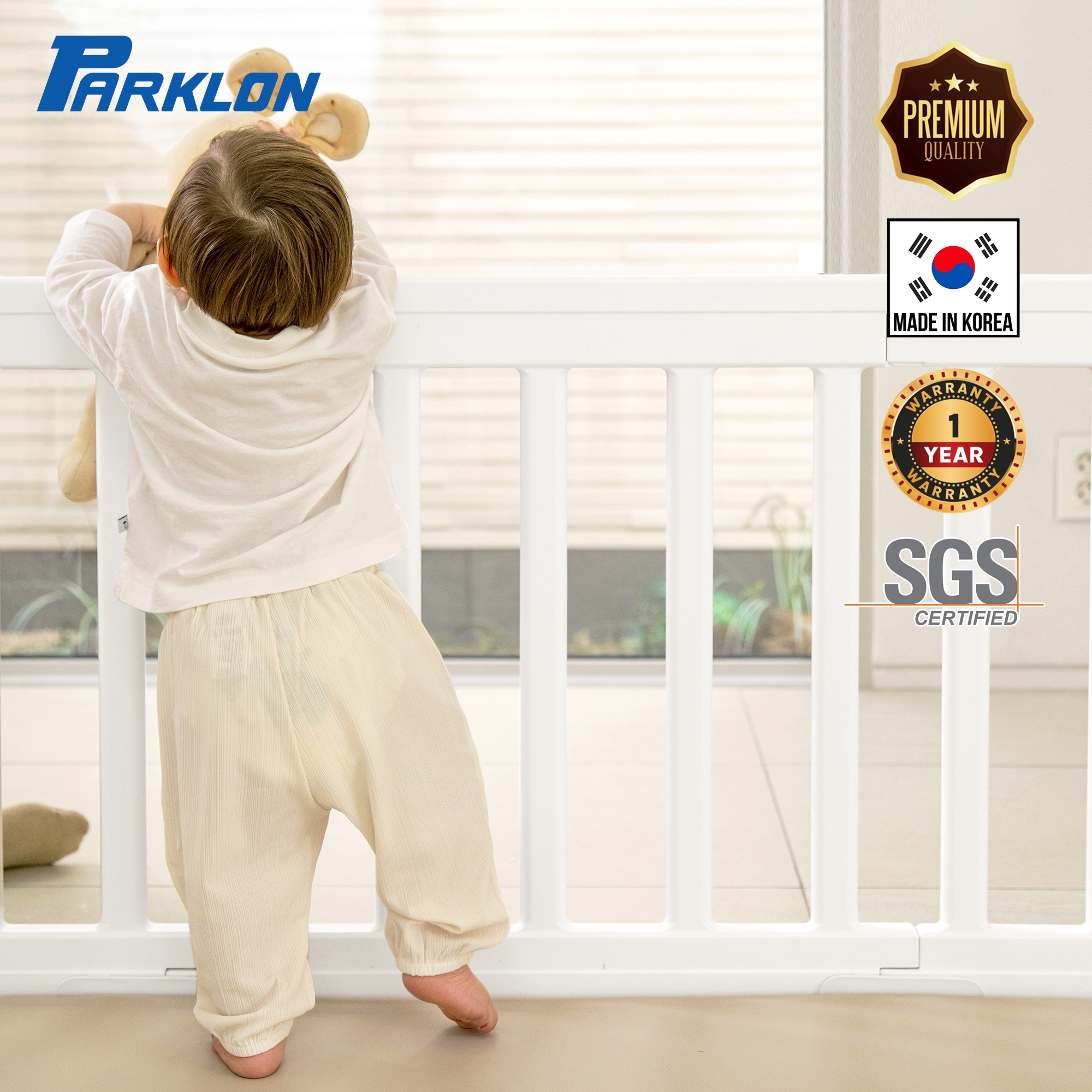 PARKLON New Baby Room คอกกั้นเด็กเกรดพรีเมี่ยม รุ่นใหม่ล่าสุด นำเข้าจากเกาหลี สี Cream White