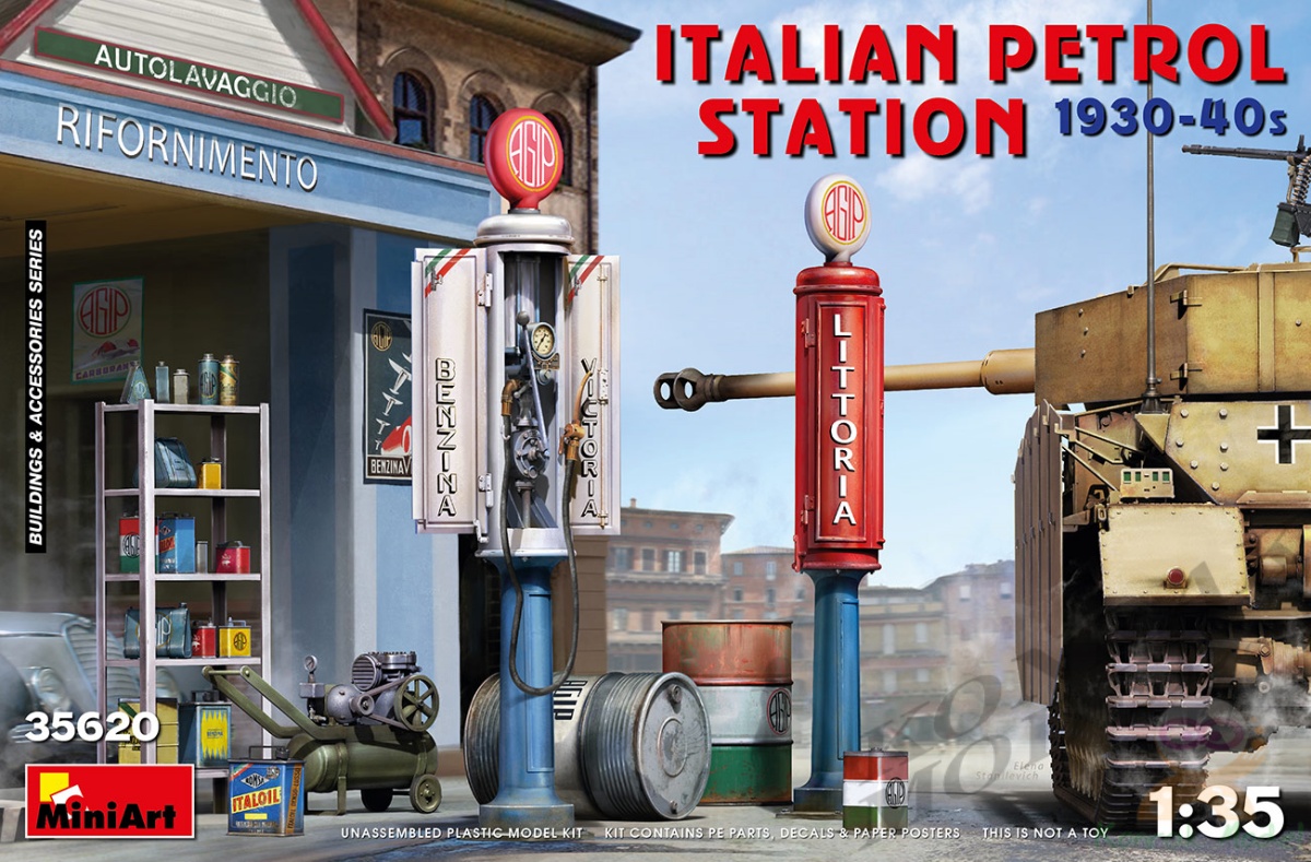 MI35620 ITALIAN PETROL STATION 1930-40s 1/35