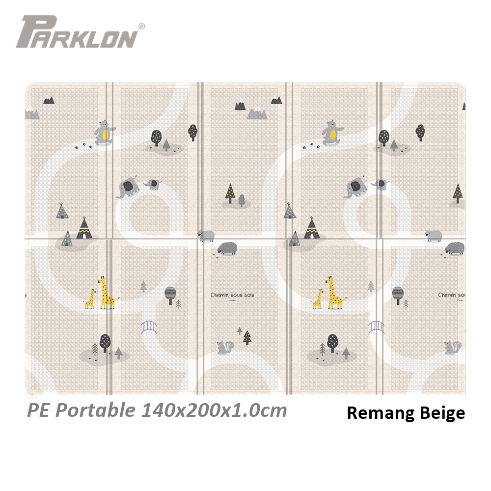 แผ่นรองคลาน Parklon แบบพับได้ PE Folding Mat ลาย Rameng Beige ขนาด 140*200 หนา 1.0cm