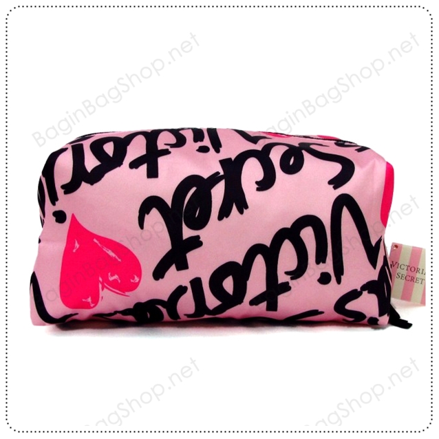 ❤️ VS Signature Print Pink with Black Cosmetic Pouch