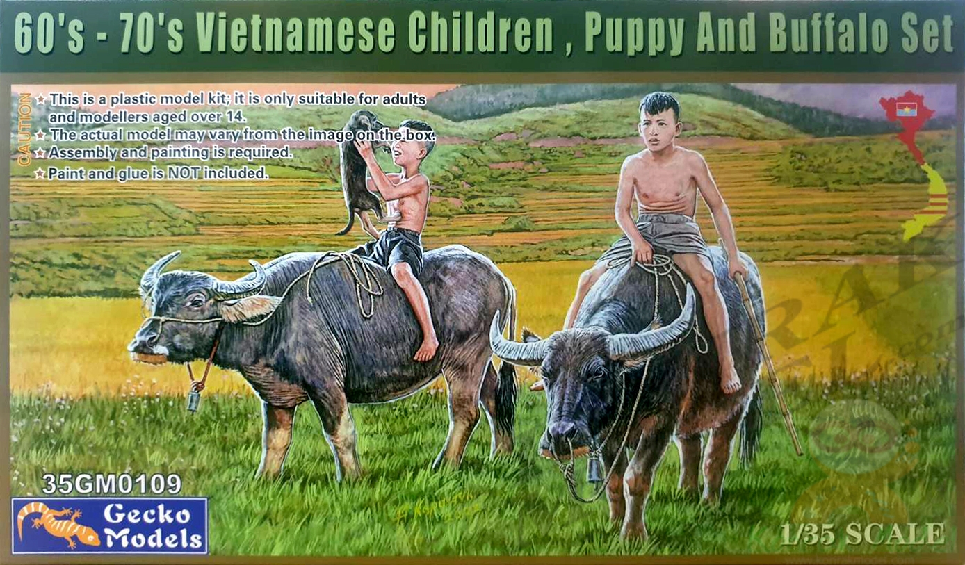 35GM0109 60'S-70'S VIETNAMESE CHILDREN. PUPPY AND BUFFALO [1/35]