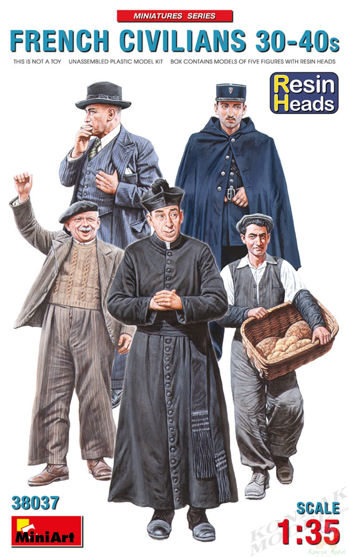 MI38037 FRENCH CIVILIANS ’30-’40s. RESIN HEADS 1/35
