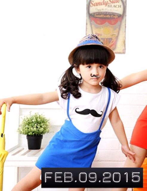 ชุดเด็กเกาหลีเสื้อยืดแขนสั้นแขนสั้น + สายรัดชุด