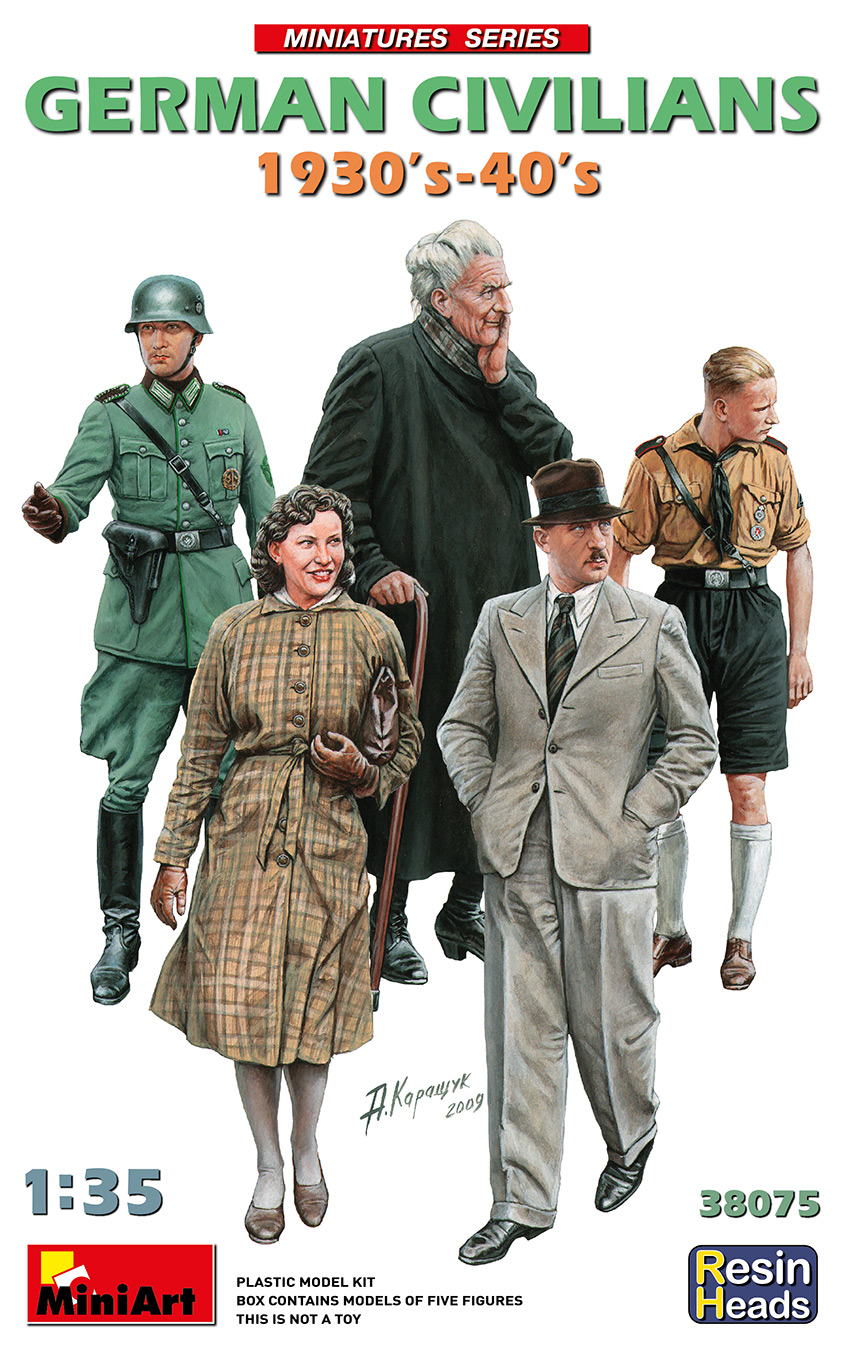 MI38075 GERMAN CIVILIANS 1930-40S. RESIN HEADS [1/35]