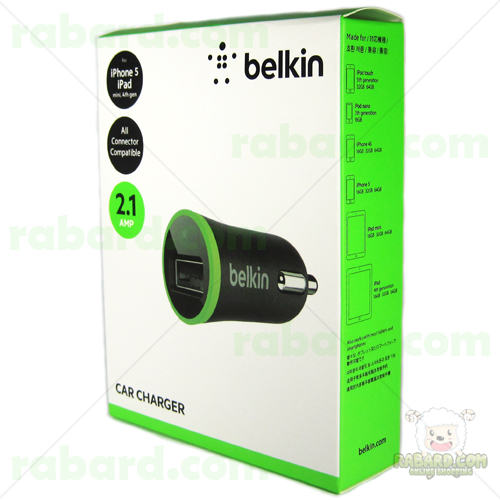 หัวชาร์จในรถ แบบยาว belkin 2.1 แอมป์ (สีดำ)