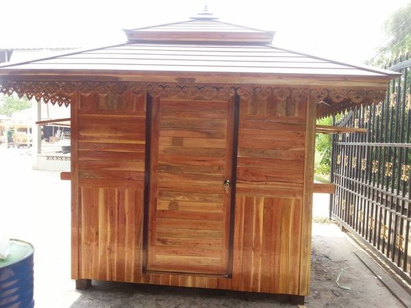 ( รหัส F1-ไม้สะเดา.) ซุ้มเค้าเตอร์ ไม้สะเดา สีเงา คาขาว / ขนาด 2.20 x 2.20 x 3.50 เมตร
