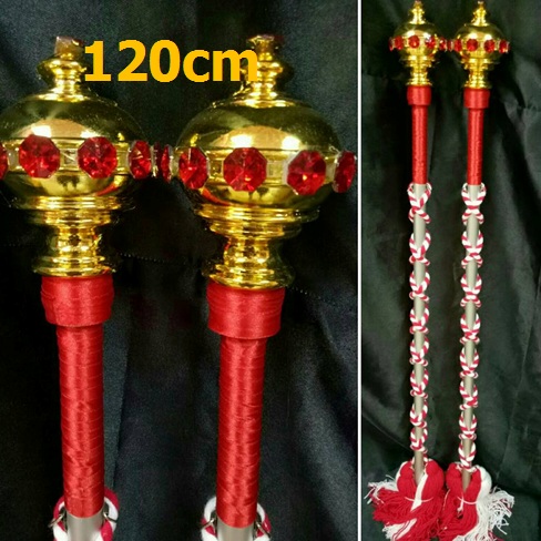 ไม้ดรัมเมเยอร์หัวทองติดพลอย(สีแดง)สูง120cm สำหรับเด็กอนุบาล