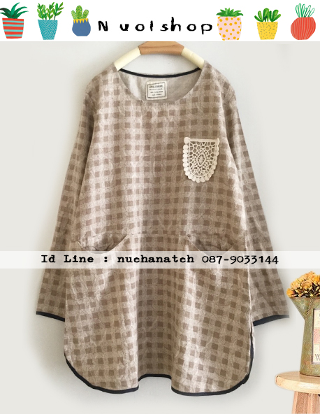 เสื้อผ้าฝ้ายนุ่มลายตาราง รอบอก 40 นิ้ว