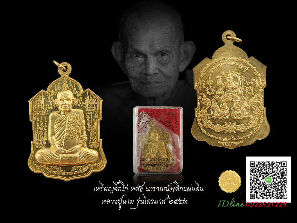 เหรียญ จิ๊กโก๋ หลัง นารายณ์พลิกแผ่นดิน หลวงปู่นาม รุ่นไตรมาส 53เนื้อทองเหลือง