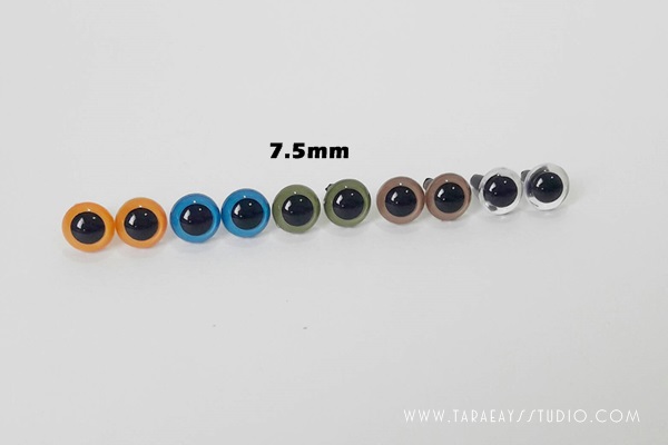 ลูกตาแมวก้านเสียบสีบริสุทธิ์และกลมมี 2 ขนาด 7.5mm , 9mm /คู่