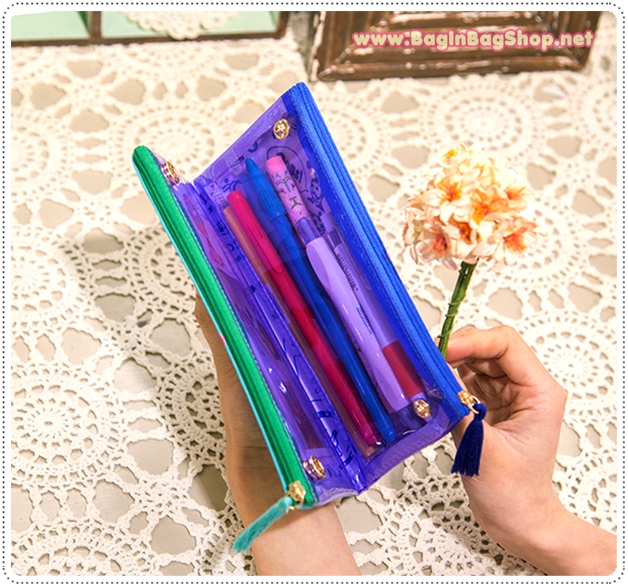 Clear Pencil Double Zip Case