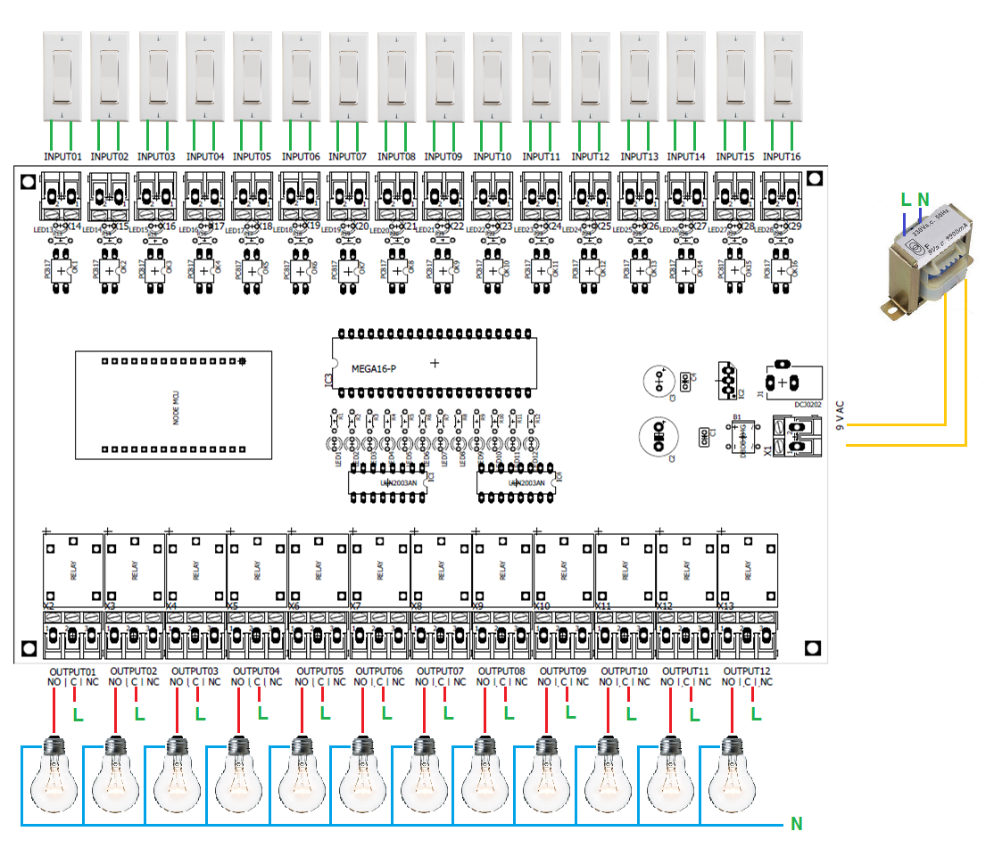 SPK Smart Home IOT 16 Input 12 Output