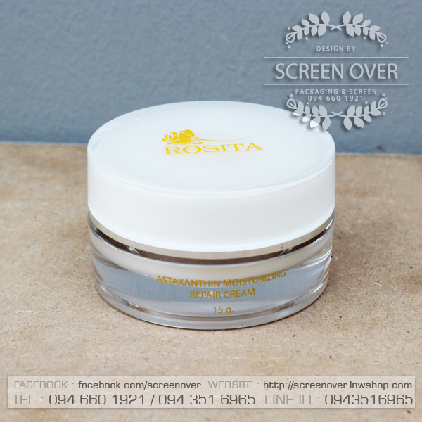 สกรีนกระปุกครีมหน้า 1 สี ฝา 1 สี ไม่มีค่าบล็อค