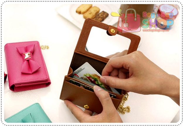 lovely mirror card case กระเป๋าใส่บัตร พร้อมกระจก