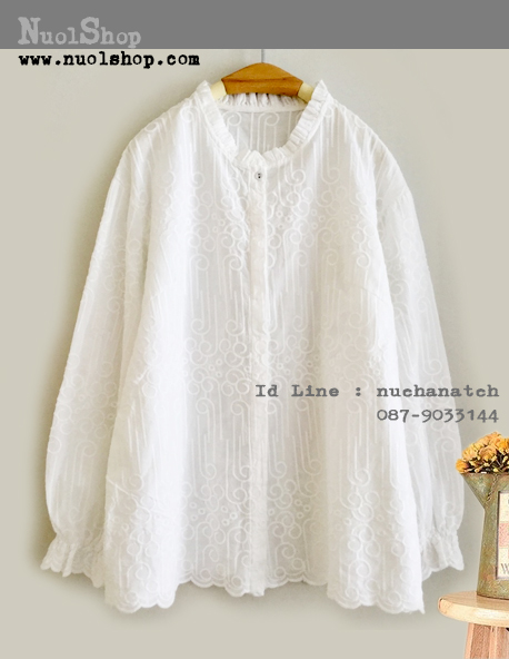 เสื้อผ้าคอตตอนนิ่มปักลาย รอบอก 38 นิ้ว