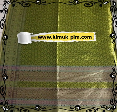 ผ้าไทยสีเขียวไพรทองมีหน้านางPCG2557/030