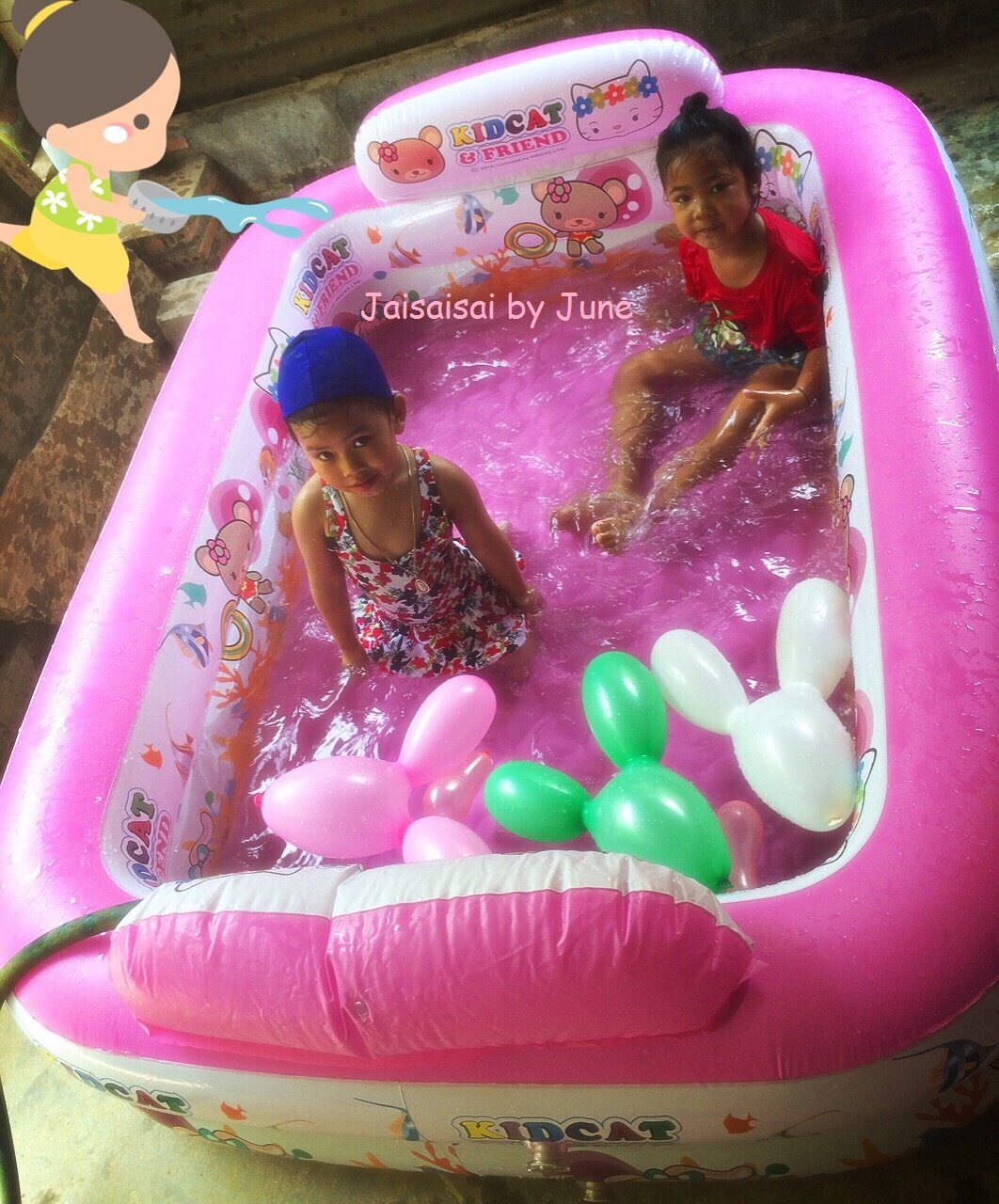 สระ Kidcat ทรงสี่เหลี่ยม ขนาด 2 เมตร แถมที่สูบลมไฟฟ้า